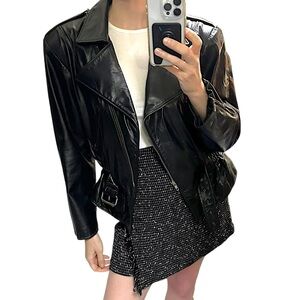 Vintage 90s ESPRIT Black White Tweed Wrap Style High Waisted Mini Skirt - sz 3/4